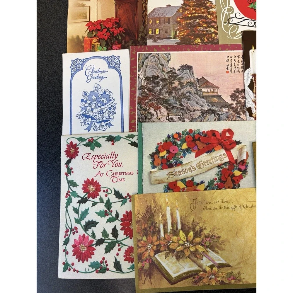 Vintage Christmas Cards Fronts ONLY Traditional Scrapbooking Decoupage Lot 50+